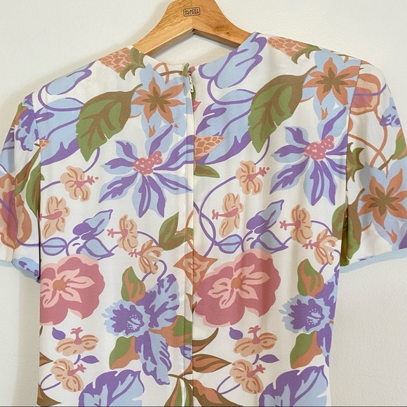 Vintage Bichon by Sarah Edwards Floral Midi Length Dress size 2 Petite - Picture 7 of 13